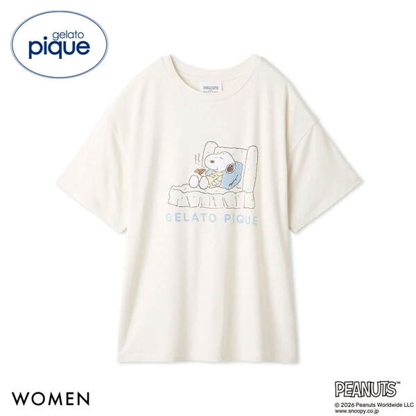 ジェラートピケ PEANUTS レディース 接触冷感 ワンポイントTシャツ ジェラピケ スヌーピー SNOOPY パジャマ ルームウェア gelato pique