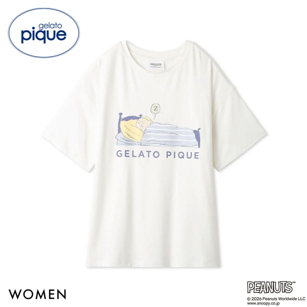 ジェラートピケ PEANUTS レディース 接触冷感 ワンポイントTシャツ ジェラピケ スヌーピー SNOOPY パジャマ ルームウェア gelato pique