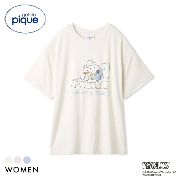ジェラートピケ PEANUTS レディース 接触冷感 ワンポイントTシャツ ジェラピケ スヌーピー SNOOPY パジャマ ルームウェア gelato pique