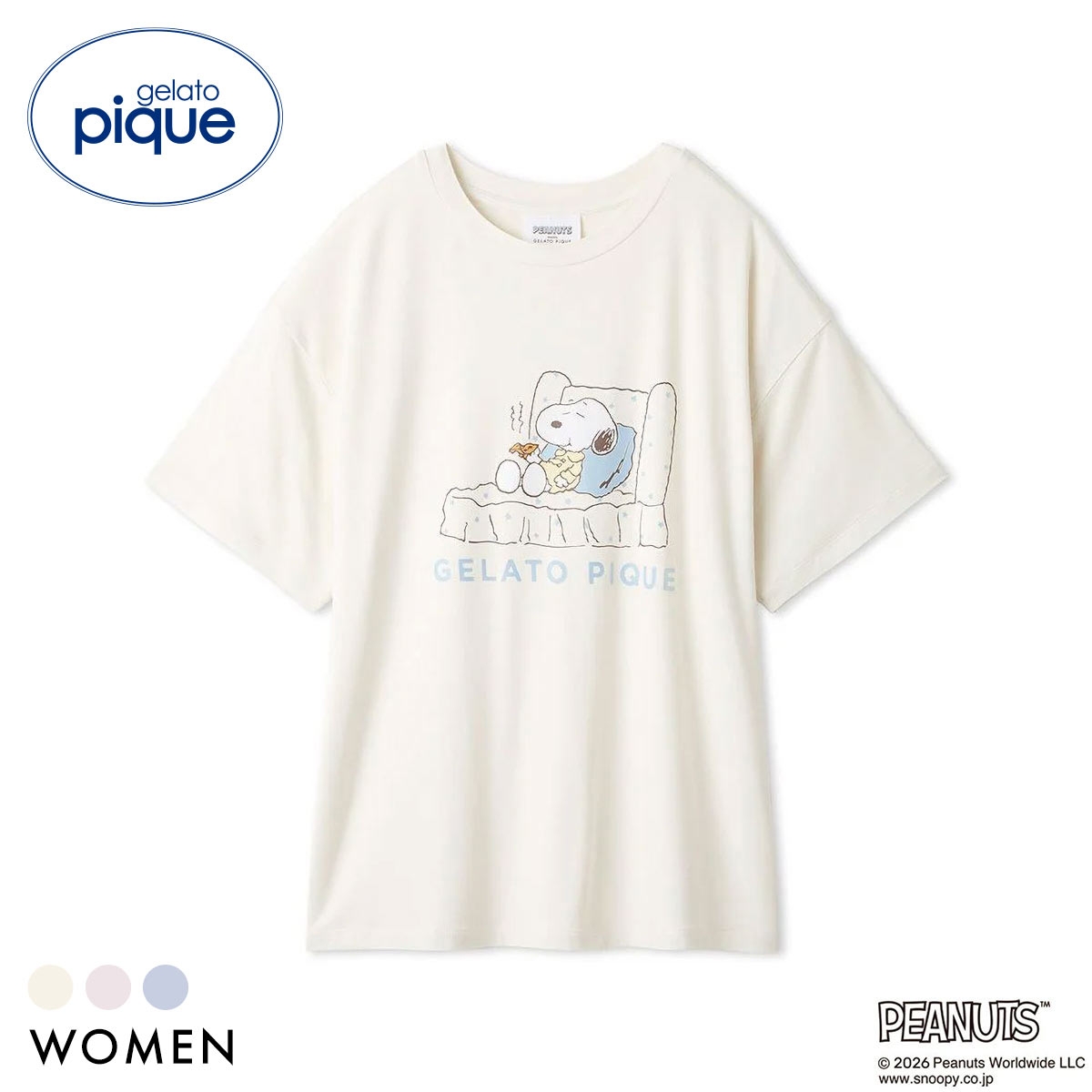 ジェラートピケ PEANUTS レディース 接触冷感 ワンポイントTシャツ ジェラピケ スヌーピー SNOOPY パジャマ ルームウェア gelato pique