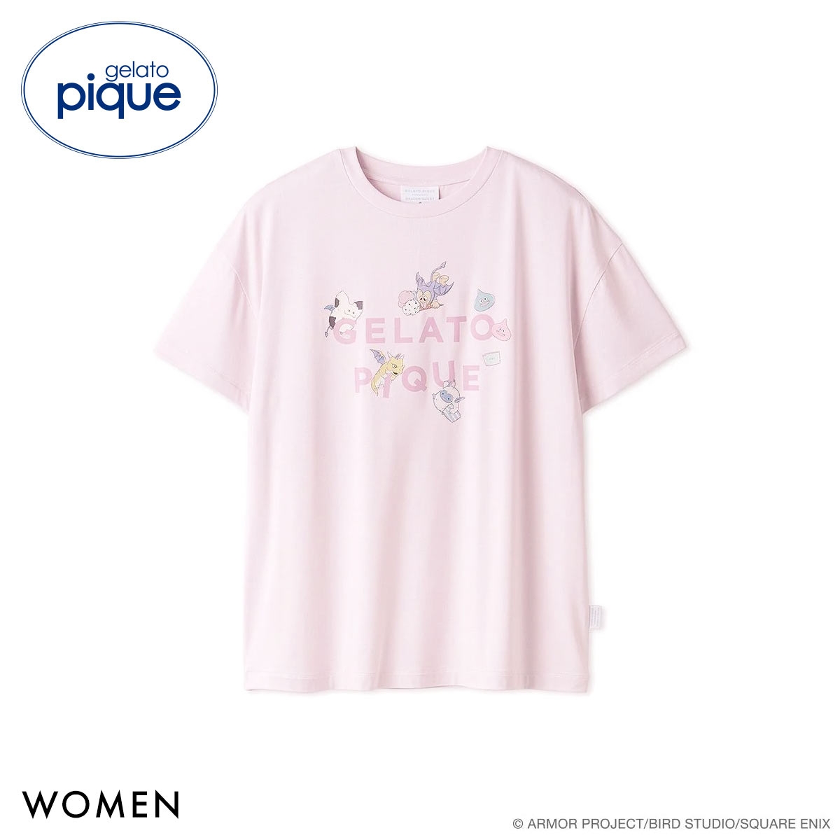 ジェラートピケ レディース ドラゴンクエスト ワンポイントTシャツ ジェラピケ パジャマ ルームウェア gelato pique DRAGON QUEST(PI-ピンク-Free)