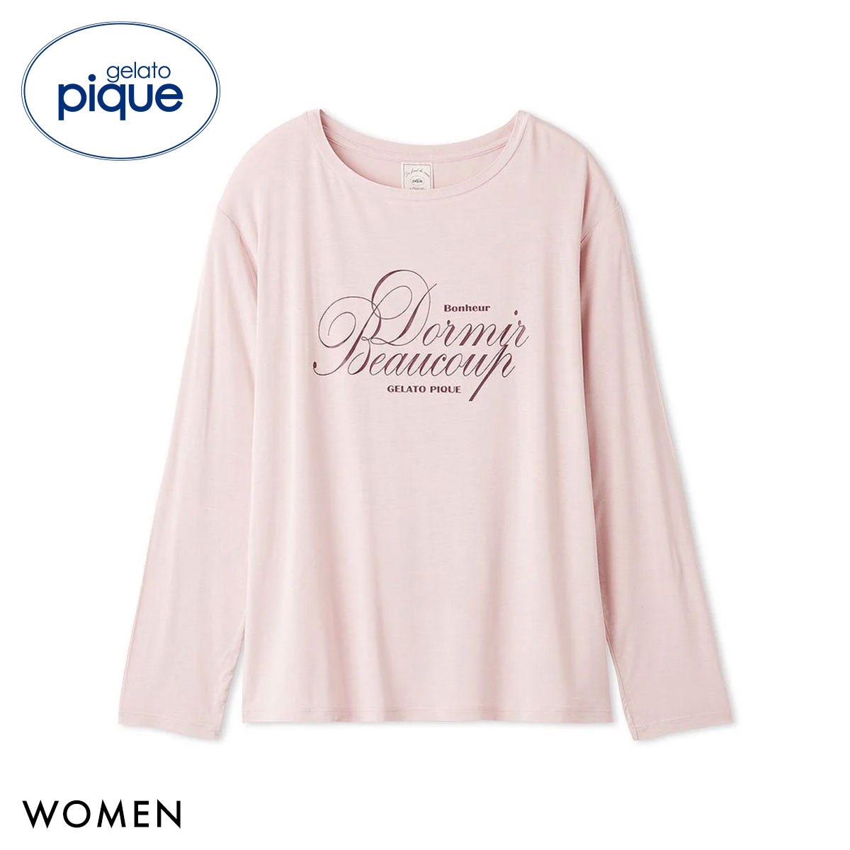 ジェラートピケ レディース 接触冷感 UVカット フレンチレーヨンロゴTシャツ ジェラピケ パジャマ ルームウェア gelato pique(PI-ピンク-Free)