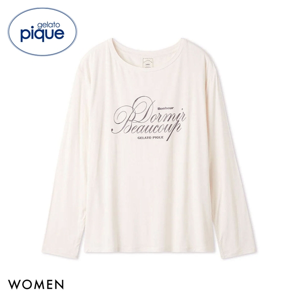 ジェラートピケ レディース 接触冷感 UVカット フレンチレーヨンロゴTシャツ ジェラピケ パジャマ ルームウェア gelato pique