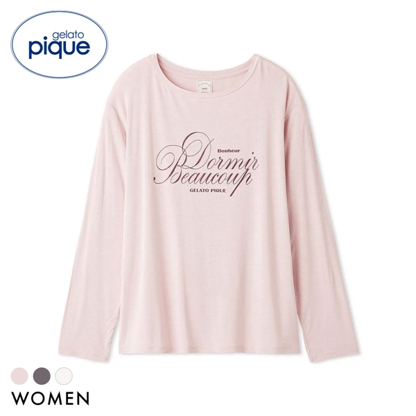 ジェラートピケ レディース 接触冷感 UVカット フレンチレーヨンロゴTシャツ ジェラピケ パジャマ ルームウェア gelato pique