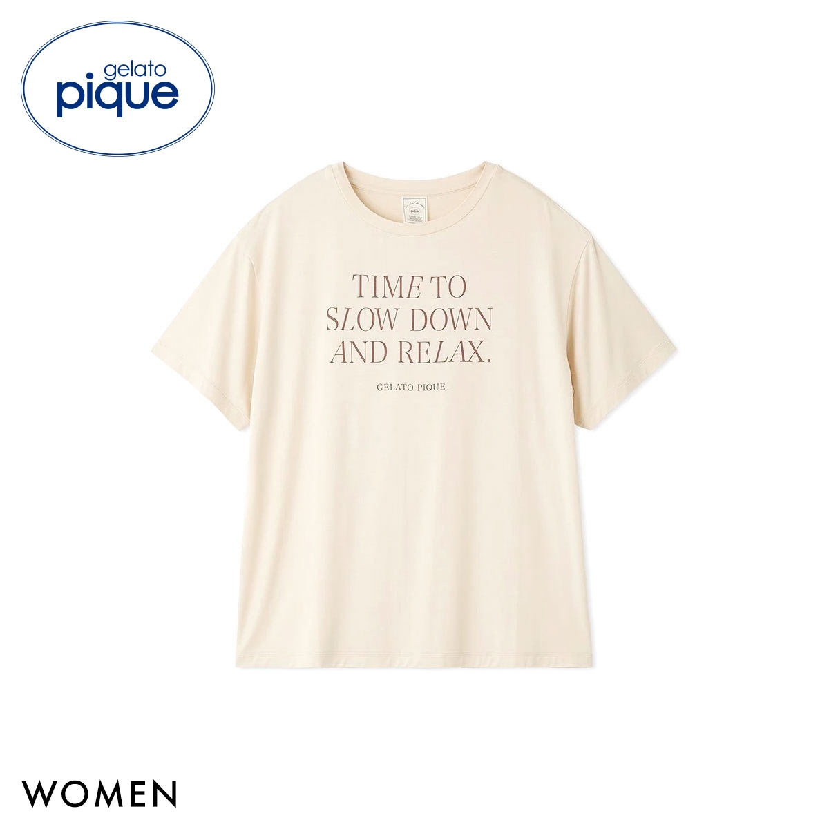ジェラートピケ レディース 接触冷感 レーヨンロゴTシャツ ジェラピケ パジャマ ルームウェア gelato pique(YE-イエロー-Free)