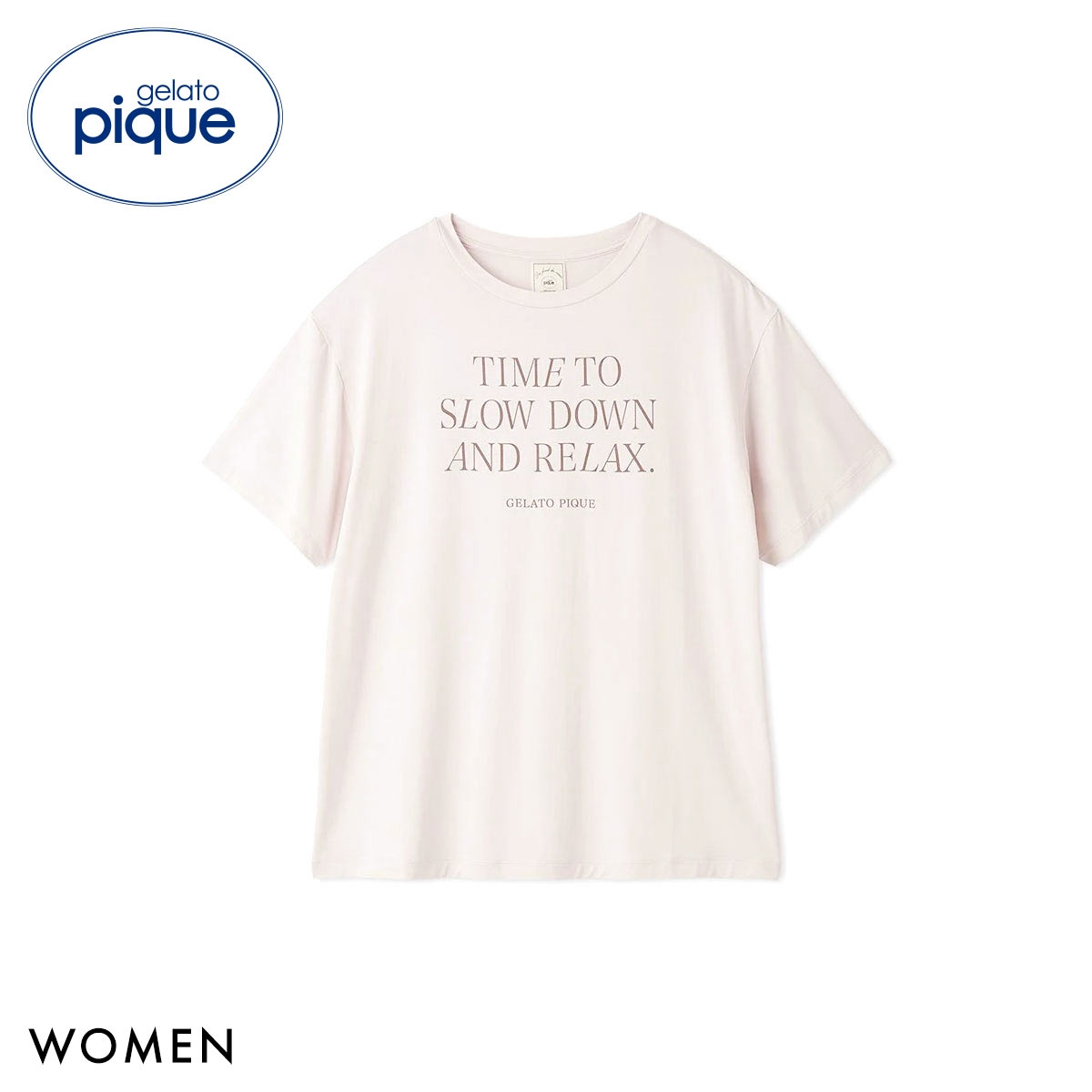 ジェラートピケ レディース 接触冷感 レーヨンロゴTシャツ ジェラピケ パジャマ ルームウェア gelato pique(IV-アイボリー-Free)