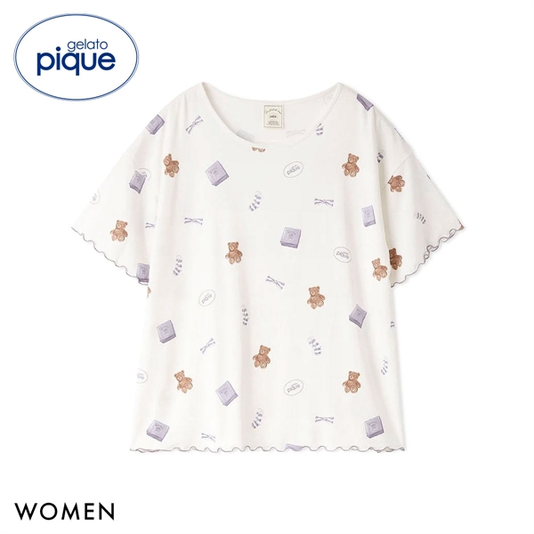 ジェラートピケ レディース ピケモチーフ柄Tシャツ ジェラピケ パジャマ ルームウェア gelato pique