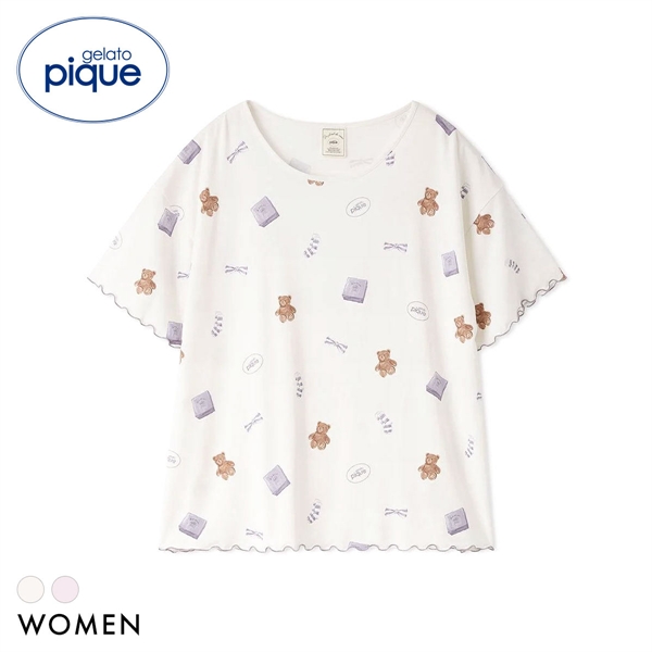 ジェラートピケ レディース ピケモチーフ柄Tシャツ ジェラピケ パジャマ ルームウェア gelato pique