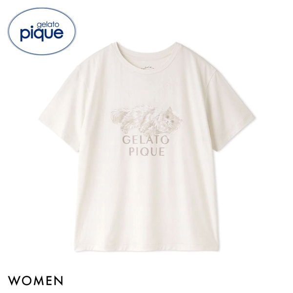 ジェラートピケ レディース 抗菌防臭 バスタイムCATワンポイントTシャツ ジェラピケ パジャマ ルームウェア gelato pique