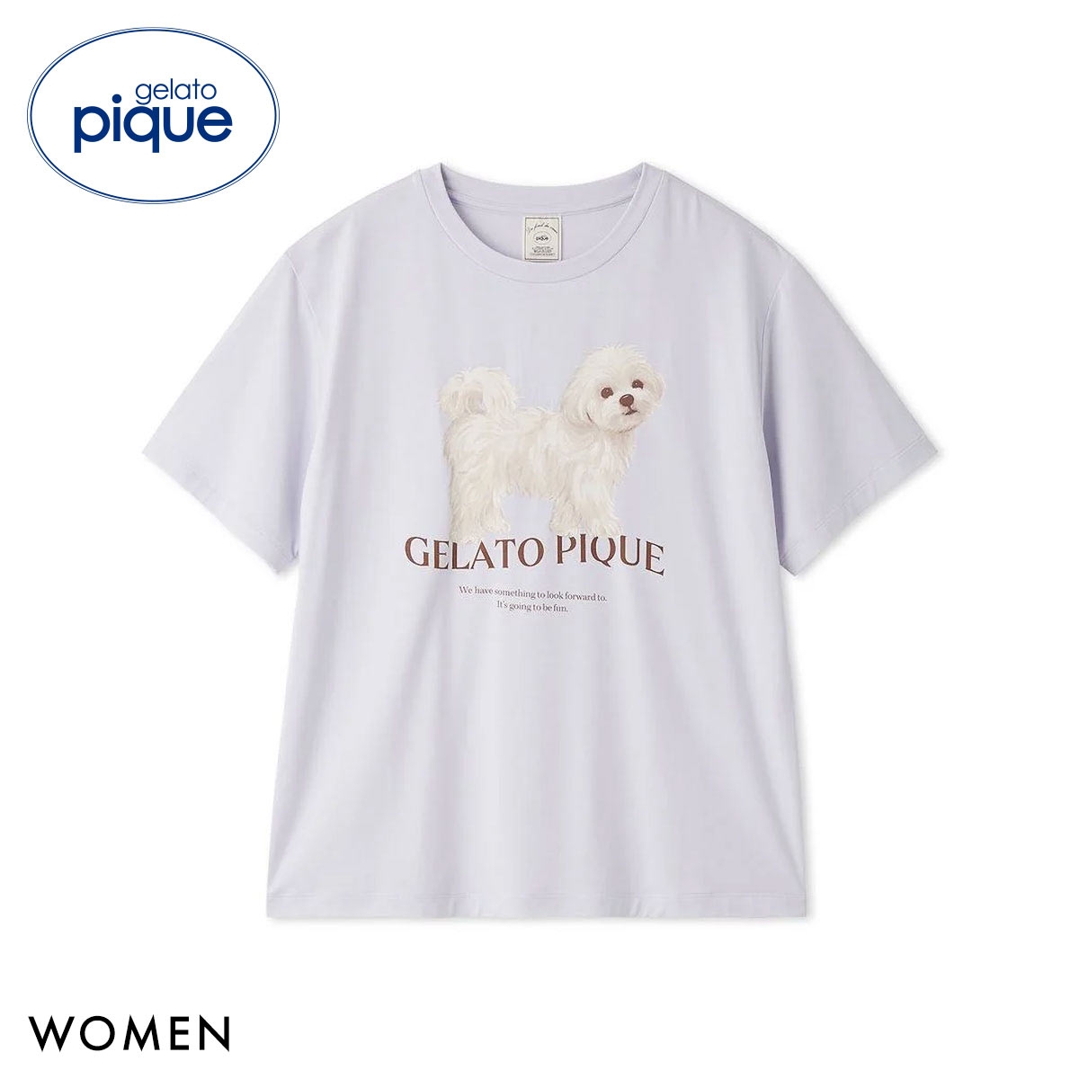 ジェラートピケ レディース 接触冷感 UVカット お散歩ドッグワンポイントTシャツ ジェラピケ パジャマ ルームウェア gelato pique(BU-ブルー-Free)