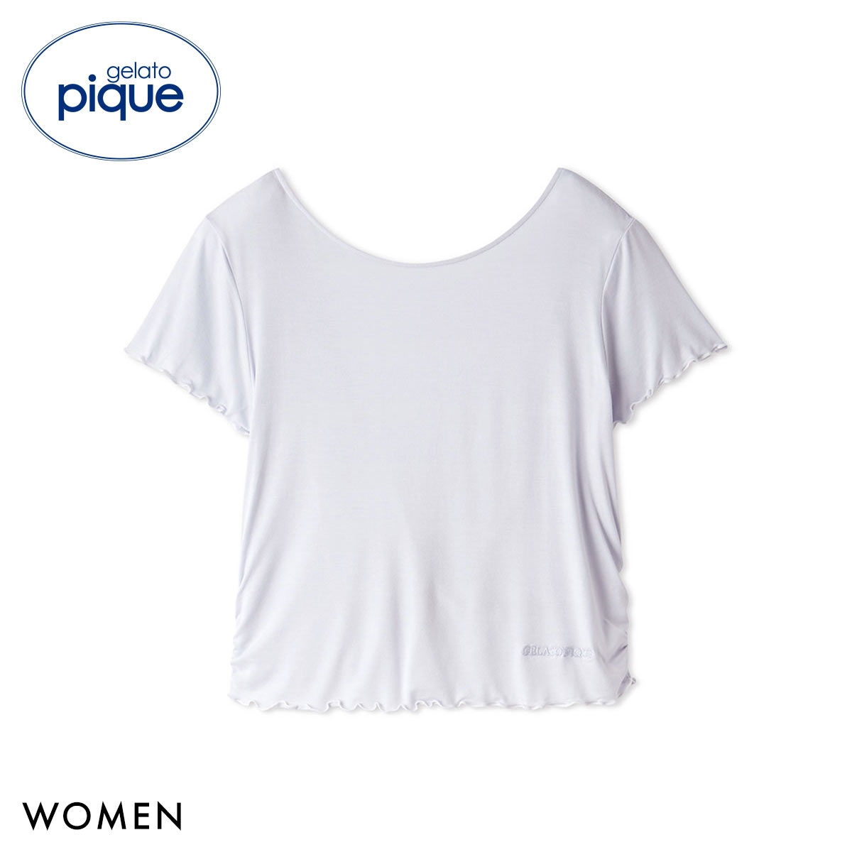 ジェラートピケ レディース 接触冷感 レーヨンギャザーTシャツ ジェラピケ パジャマ ルームウェア gelato pique(BU-ブルー-Free)