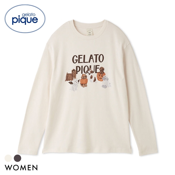 ジェラートピケ レディース HALLOWEEN ナイトパレードDOGSワンポイントロンT ジェラピケ パジャマ ルームウェア gelato pique ハロウィン