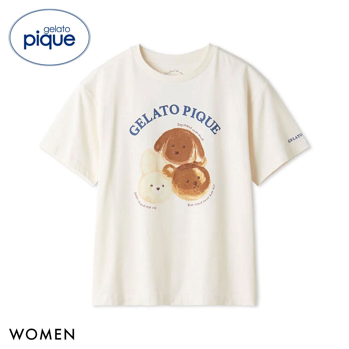 ジェラートピケ レディース アニマルブレッドワンポイントTシャツ ジェラピケ パジャマ ルームウェア gelato pique(CR-クリーム-Free)