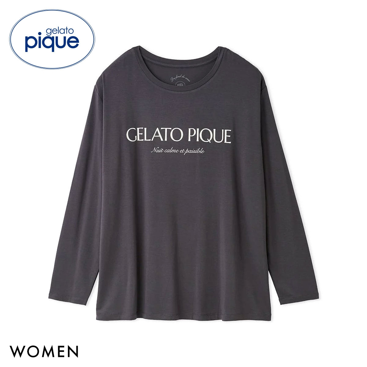 ジェラートピケ レディース レーヨンロゴロンT ジェラピケ パジャマ ルームウェア gelato pique(DGY-濃グレー-Free)