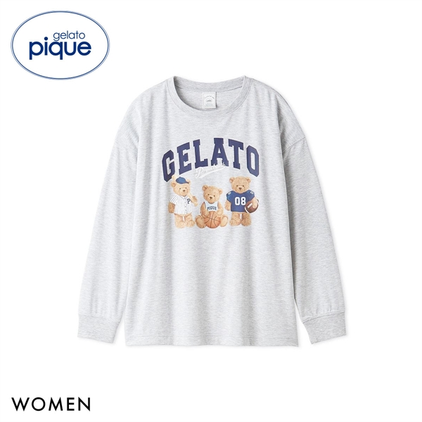 ジェラートピケ レディース スポーティベアーズワンポイントビッグロンT ジェラピケ パジャマ ルームウェア gelato pique