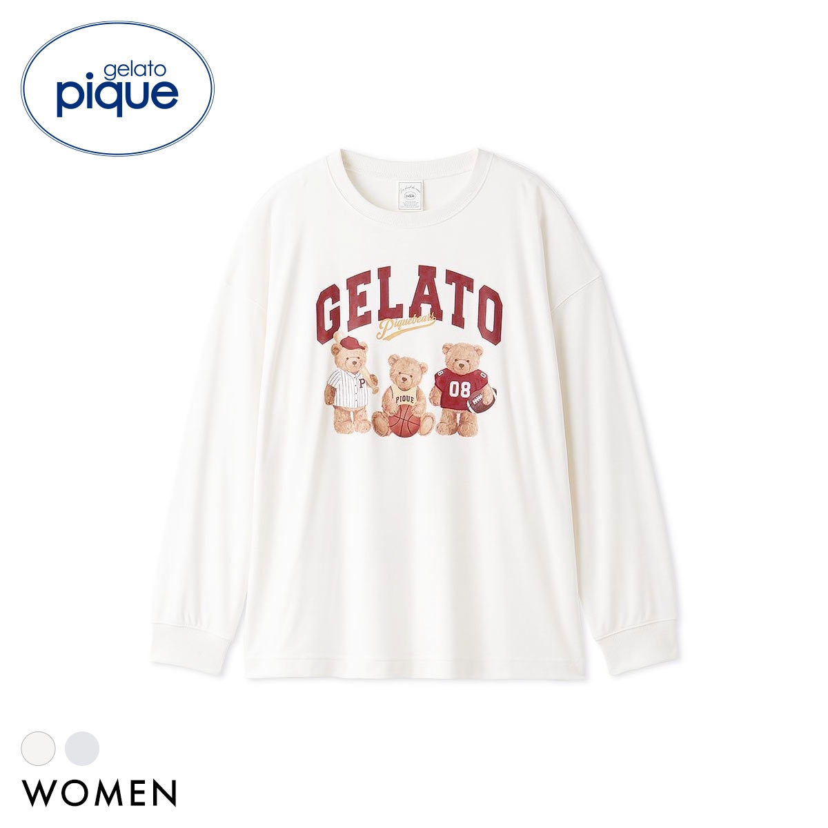 ジェラートピケ レディース スポーティベアーズワンポイントビッグロンT ジェラピケ パジャマ ルームウェア gelato pique