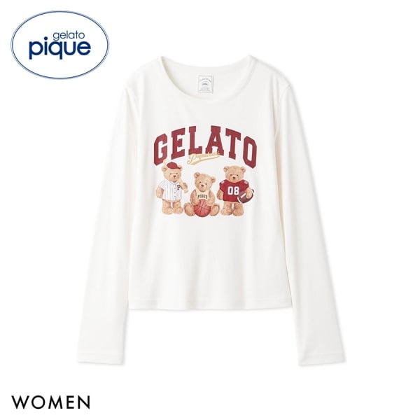 ジェラートピケ レディース スポーティベアーズワンポイントロンT ジェラピケ パジャマ ルームウェア gelato pique