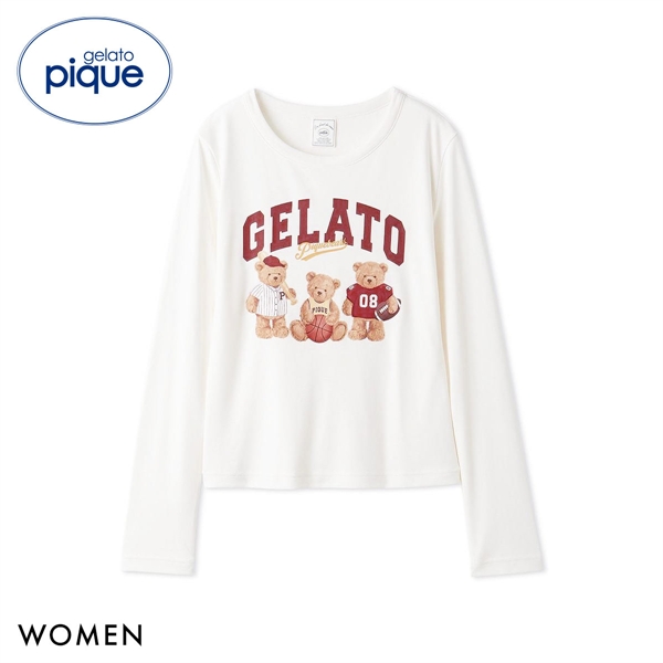 ジェラートピケ レディース スポーティベアーズワンポイントロンT ジェラピケ パジャマ ルームウェア gelato pique