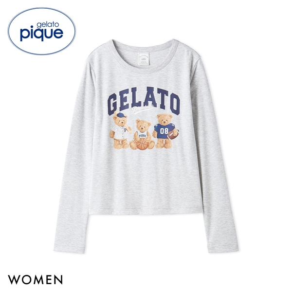 ジェラートピケ レディース スポーティベアーズワンポイントロンT ジェラピケ パジャマ ルームウェア gelato pique