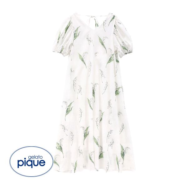 ジェラートピケ gelato pique レディース コットンパフスリーブワンピース ジェラピケ パジャマ ルームウェア