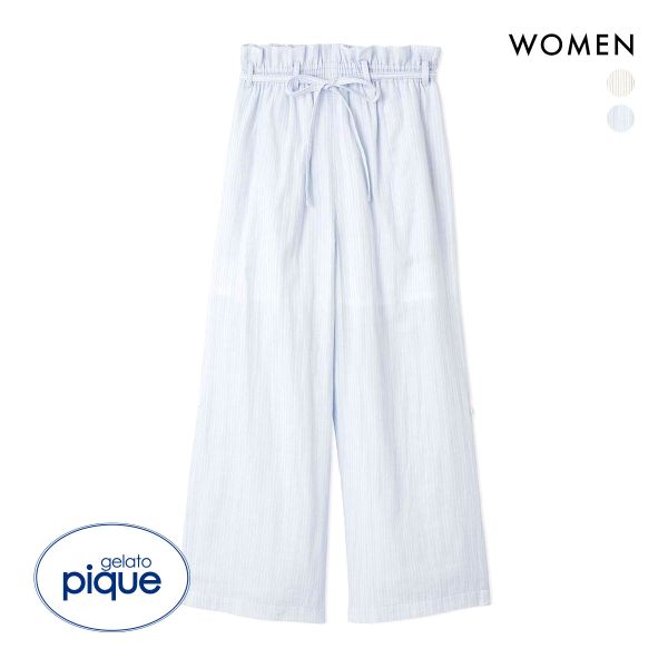 ジェラートピケ レディース ガーゼストライプロングパンツ ジェラピケ パジャマ ルームウェア gelato pique