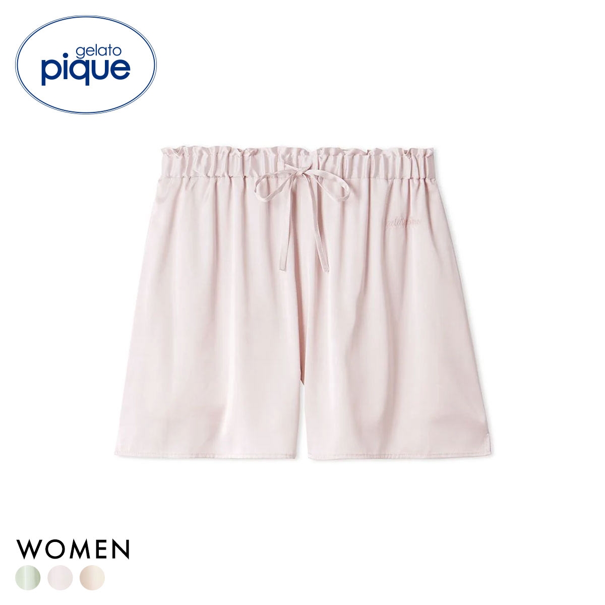 ジェラートピケ レディース サテンショートパンツ ジェラピケ パジャマ ルームウェア gelato pique(PI-ピンク-Free)