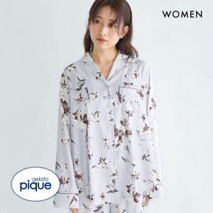 ジェラートピケ レディース 母の日 花柄サテンパイピングシャツ ジェラピケ パジャマ ルームウェア gelato pique
