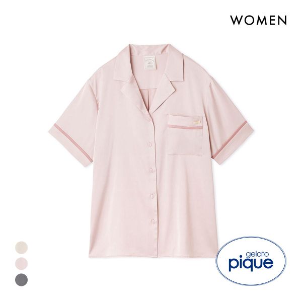 ジェラートピケ レディース 接触冷感サテンラインシャツ ジェラピケ パジャマ ルームウェア gelato pique