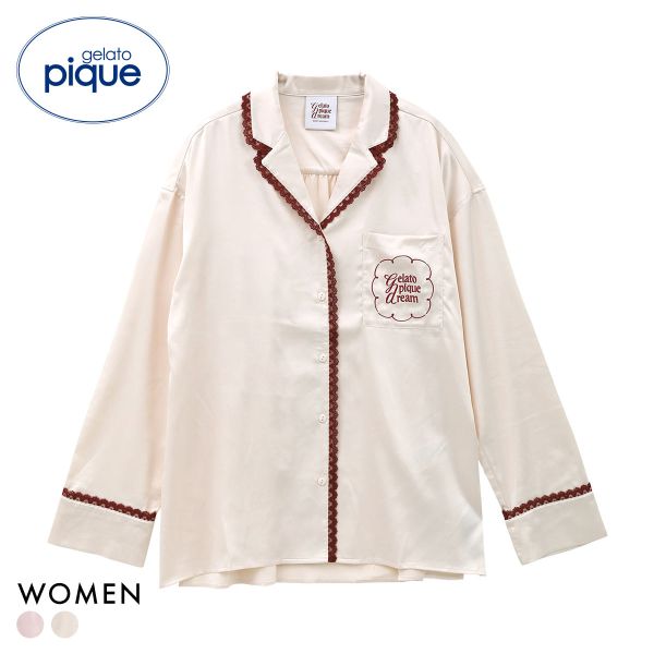 ジェラートピケ レディース レースサテンシャツ ジェラピケ パジャマ ルームウェア gelato pique HOLIDAY