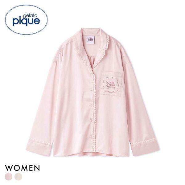 ジェラートピケ レディース レースサテンシャツ ジェラピケ パジャマ ルームウェア gelato pique HOLIDAY