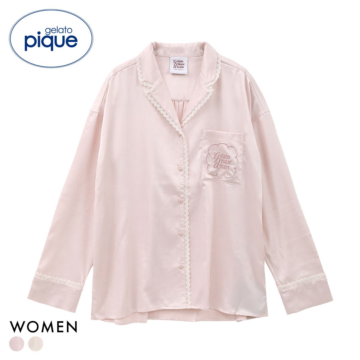 ジェラートピケ レディース レースサテンシャツ ジェラピケ パジャマ ルームウェア gelato pique HOLIDAY