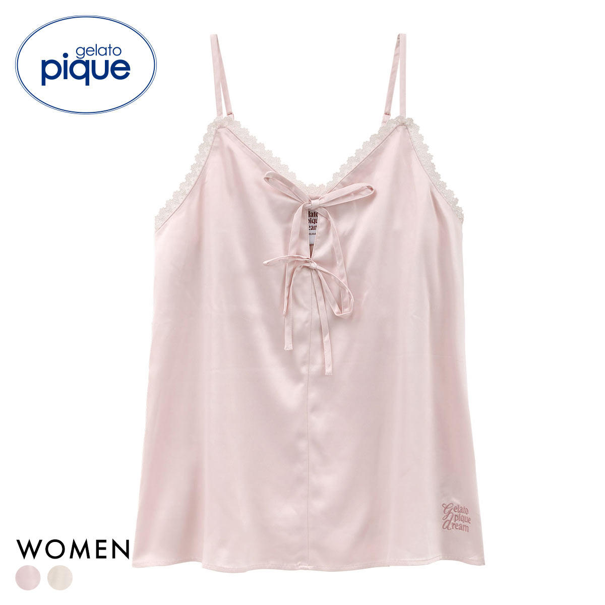 ジェラートピケ レディース レースサテンキャミソール ジェラピケ パジャマ ルームウェア gelato pique HOLIDAY(PI-ピンク-Free)