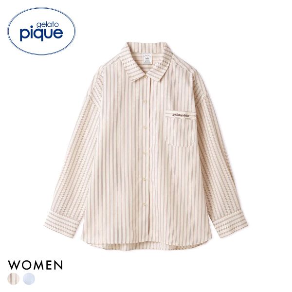 ジェラートピケ レディース ストライプシャツ ジェラピケ パジャマ ルームウェア gelato pique