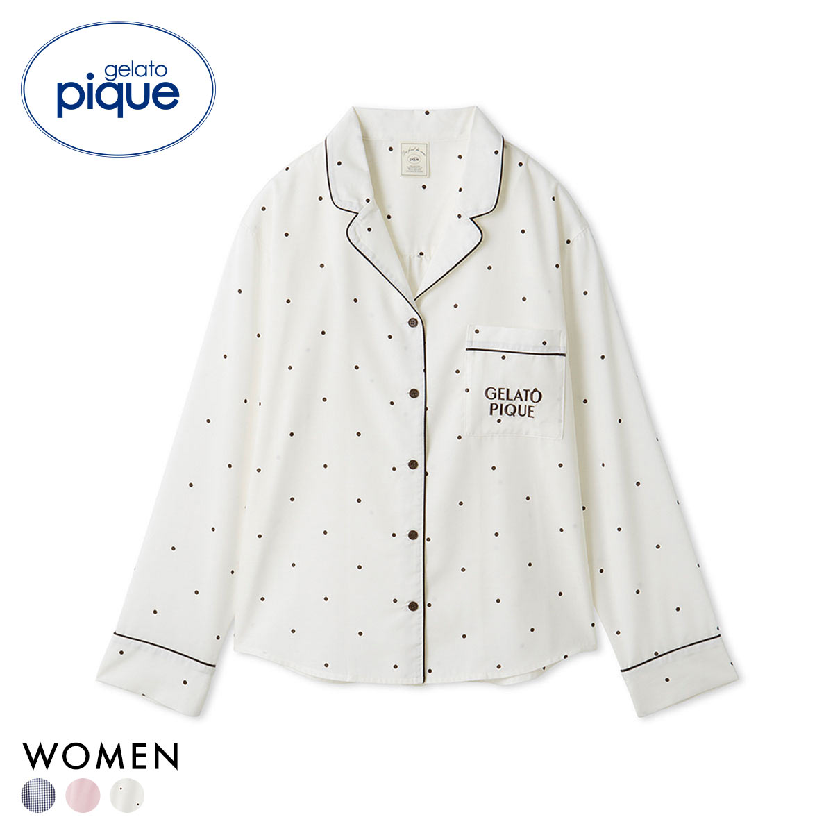 ジェラートピケ レディース WhiteDay 3柄シャツ ジェラピケ パジャマ ルームウェア gelato pique ホワイトデー(OW-オフホワイト-Free)