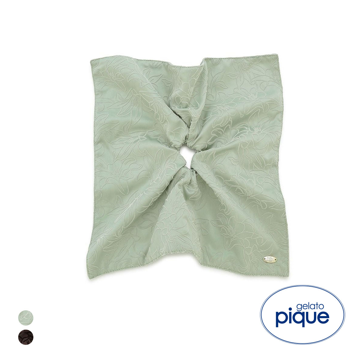 ジェラートピケ MUCHA リリー柄フロッキーシュシュ ミュシャ ジェラピケ Valentine gelato pique(GR-グリーン-Free)