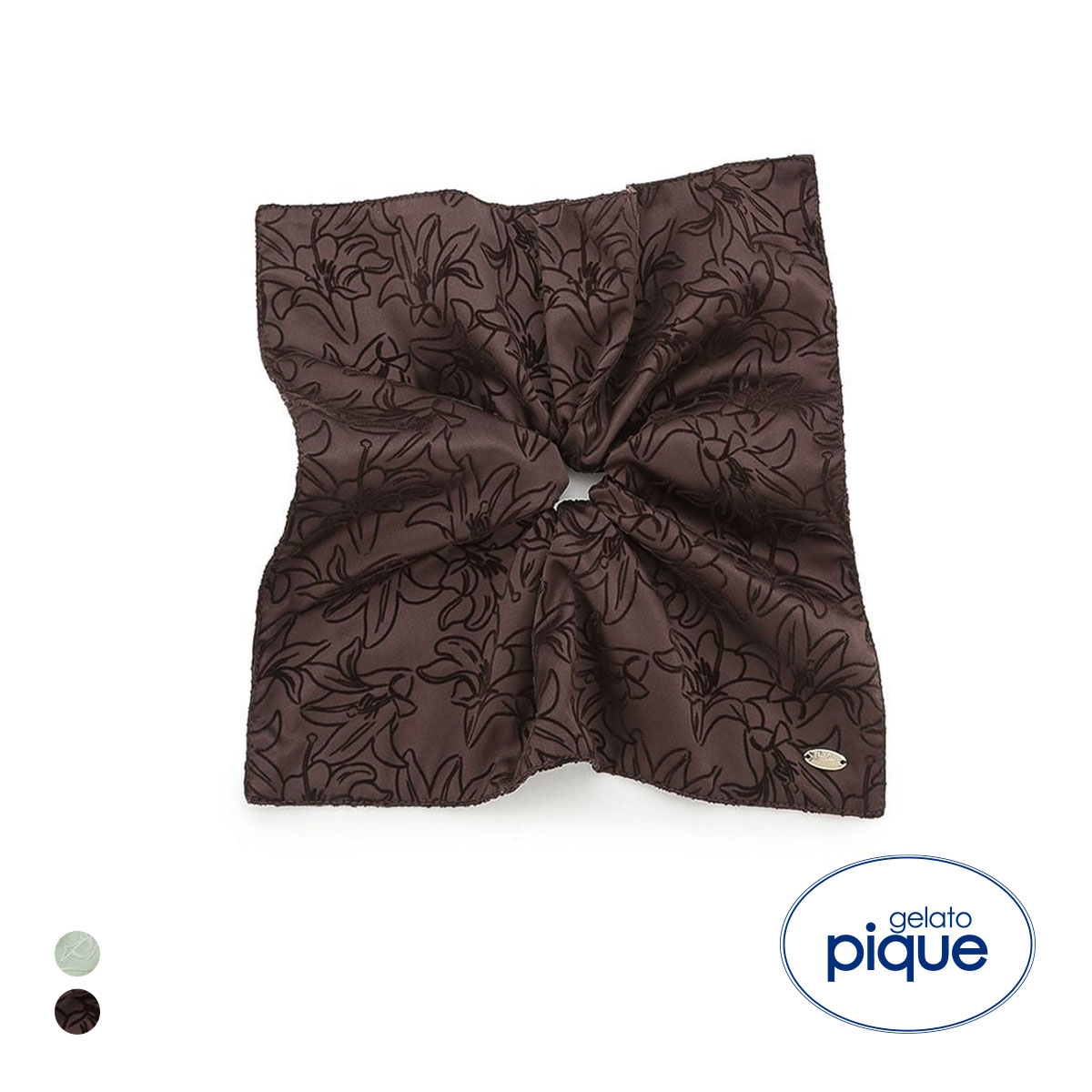 ジェラートピケ MUCHA リリー柄フロッキーシュシュ ミュシャ ジェラピケ Valentine gelato pique(BR-ブラウン-Free)