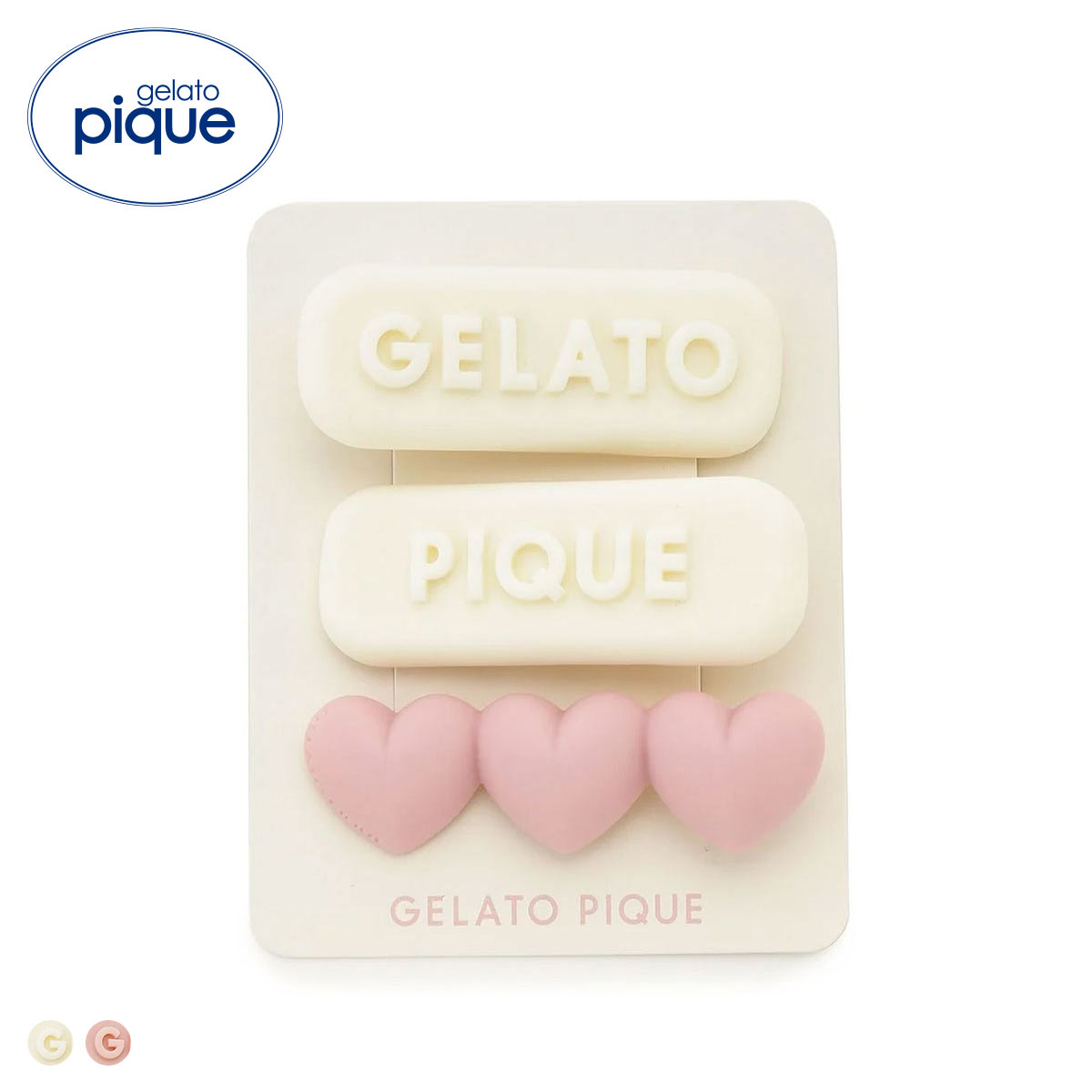 ジェラートピケ ボリュームロゴヘアクリップセット ジェラピケ gelato pique(IV-アイボリー-Free)