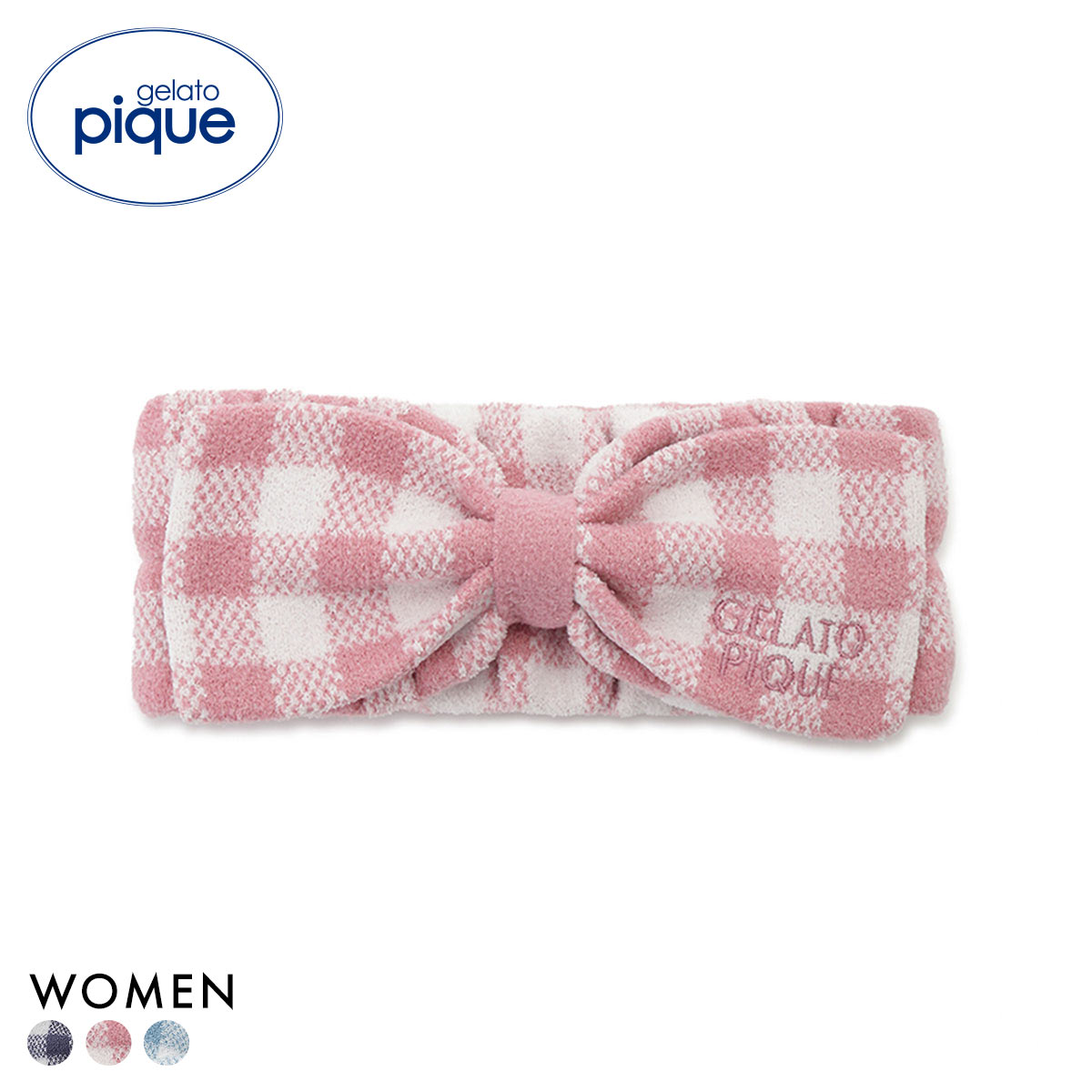 ジェラートピケ レディース WhiteDay チェック柄ヘアバンド ジェラピケ gelato pique ホワイトデー(PI-ピンク-Free)