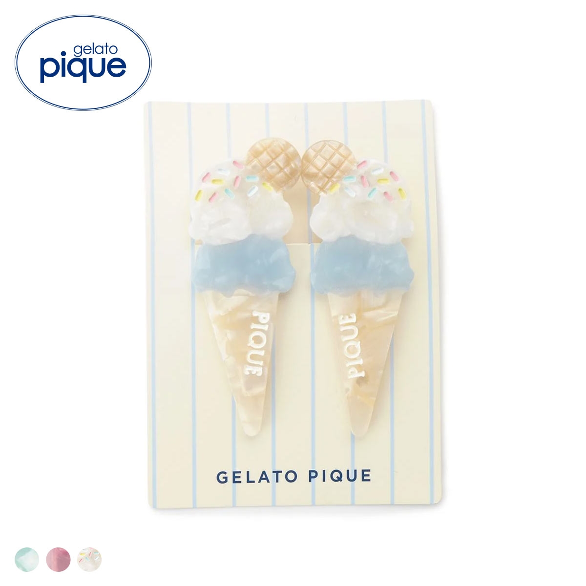 ジェラートピケ アイスモチーフミニヘアクリップセット ジェラピケ gelato pique(CR-クリーム-Free)