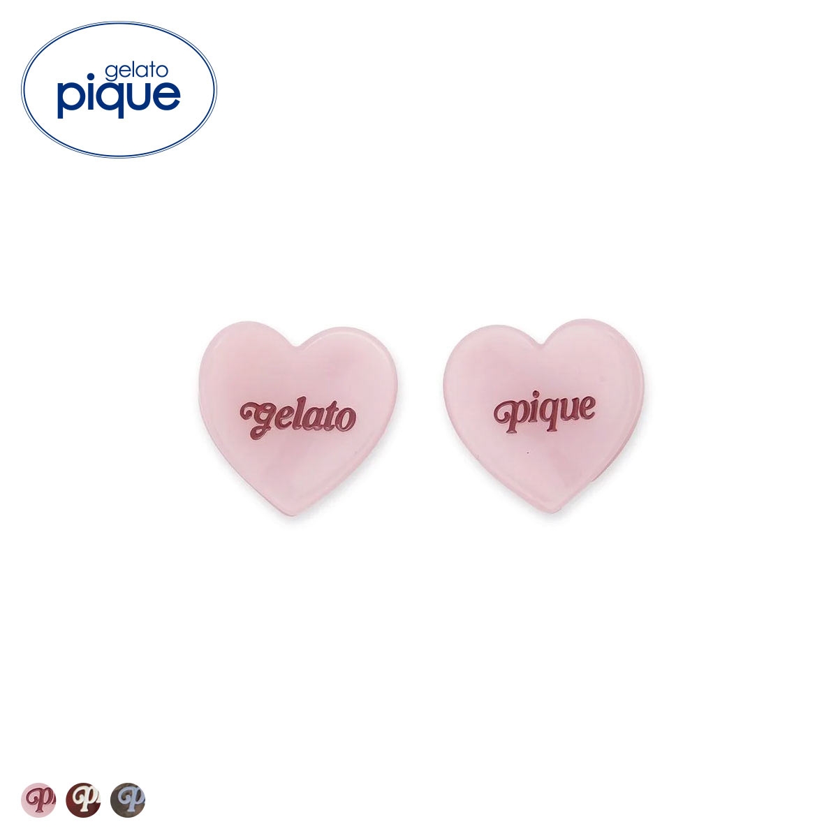 ジェラートピケ ハートミニヘアクリップ2点セット ジェラピケ gelato pique(PI-ピンク-Free)