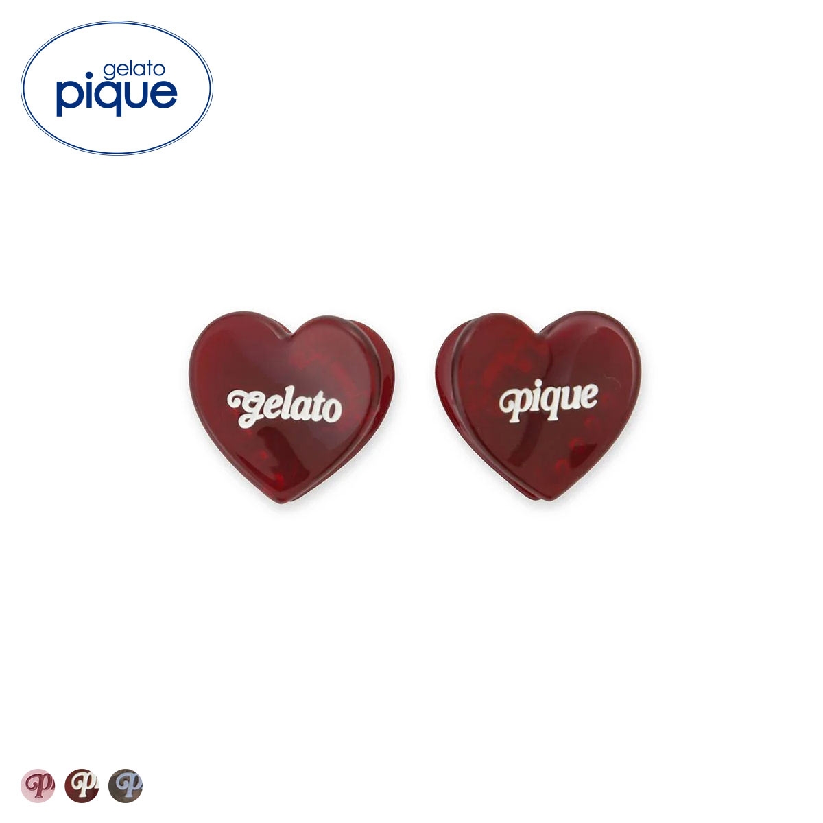 ジェラートピケ ハートミニヘアクリップ2点セット ジェラピケ gelato pique(RE-レッド-Free)
