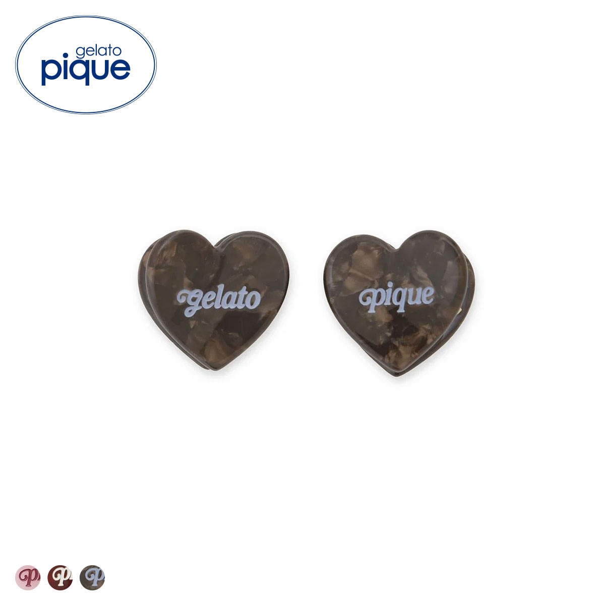 ジェラートピケ ハートミニヘアクリップ2点セット ジェラピケ gelato pique(BR-ブラウン-Free)