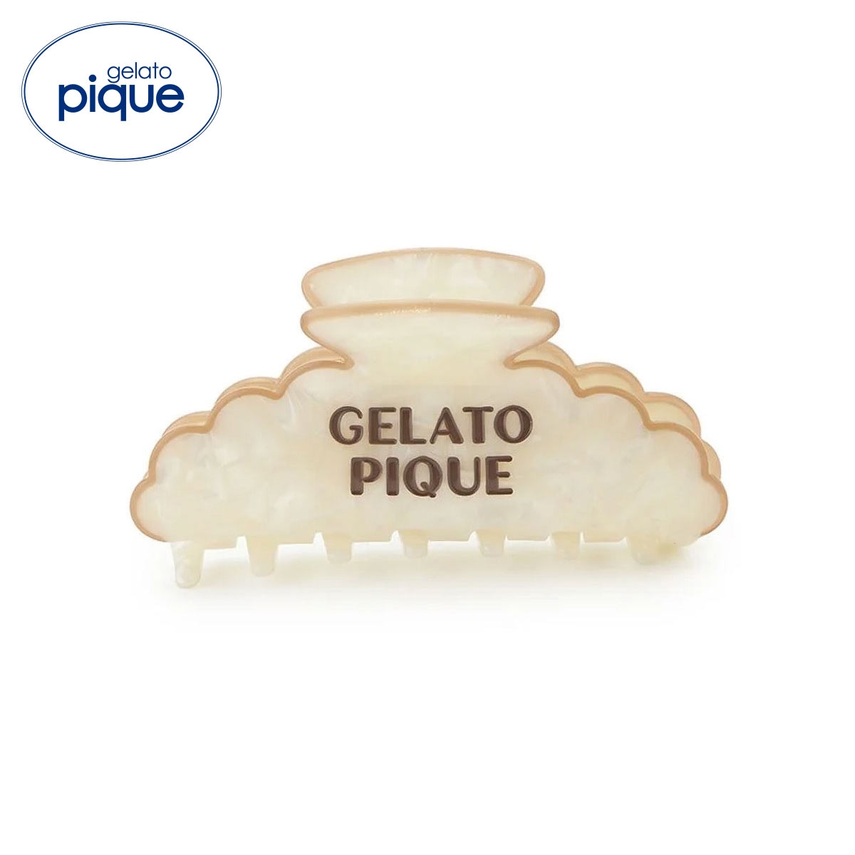 ジェラートピケ バイカラーロゴヘアクリップ ジェラピケ gelato pique(IV-アイボリー-Free)