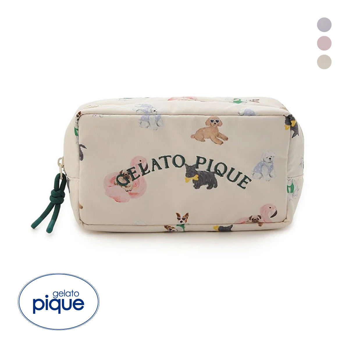 ジェラートピケ SUMMER DOG総柄ポーチ ジェラピケ gelato pique(IV-アイボリー-Free)