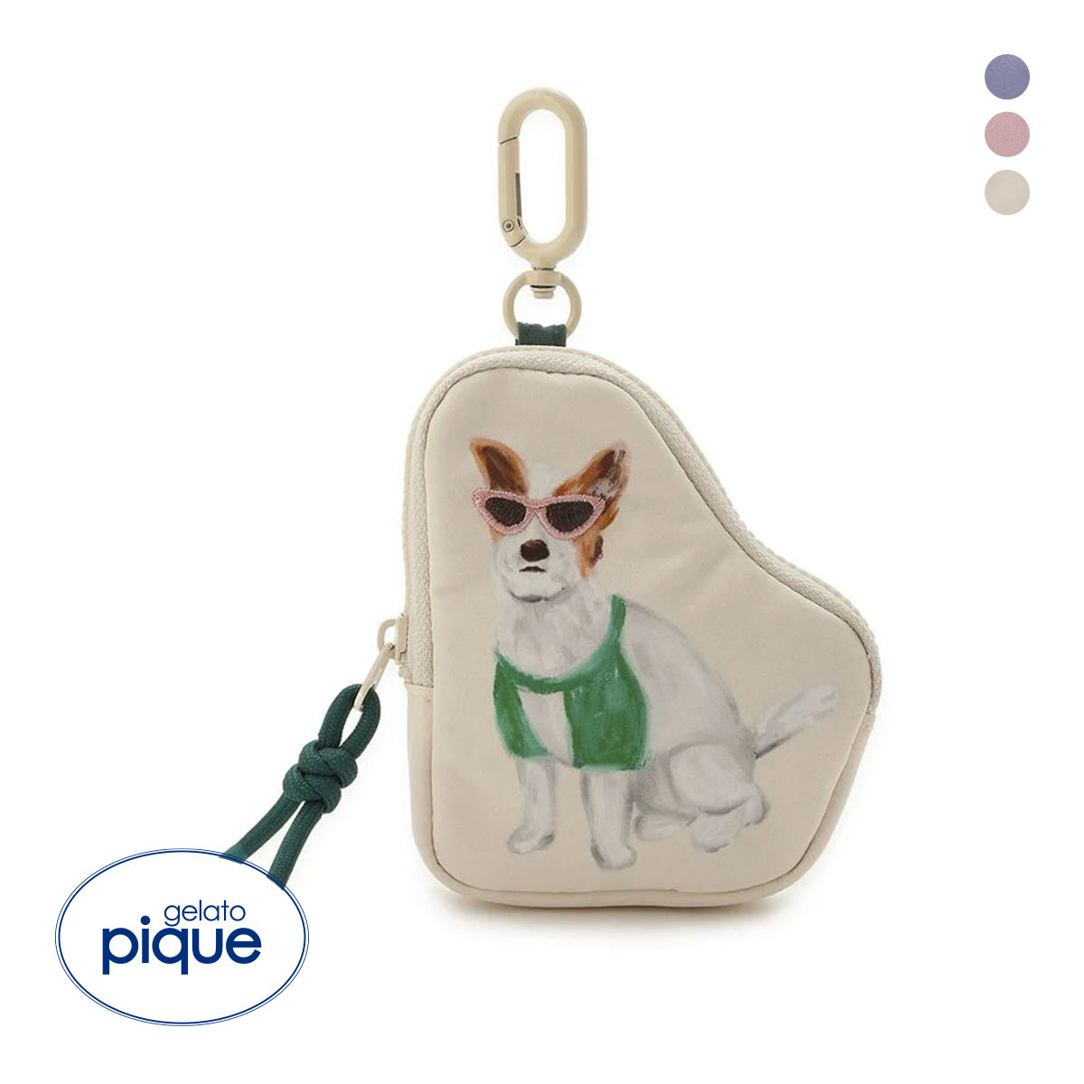 Gelato Piqueジェラピケ ジェラートピケ犬刺繍 パジャマ 水色（グレー ジェラートピケ SUMMER DOG総柄ダイカットポーチ ジェラピケ