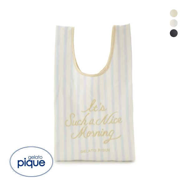 ジェラートピケ ストライプ柄miniエコバッグ ジェラピケ gelato pique