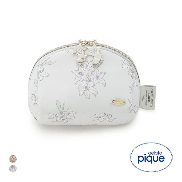ジェラートピケ MUCHA リリー柄ポーチ ジェラピケ ミュシャ gelato pique