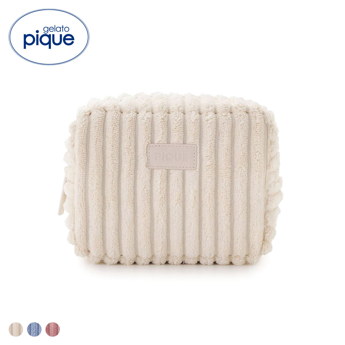 ジェラートピケ ワイドリブポーチ ジェラピケ gelato pique(IV-アイボリー-Free)