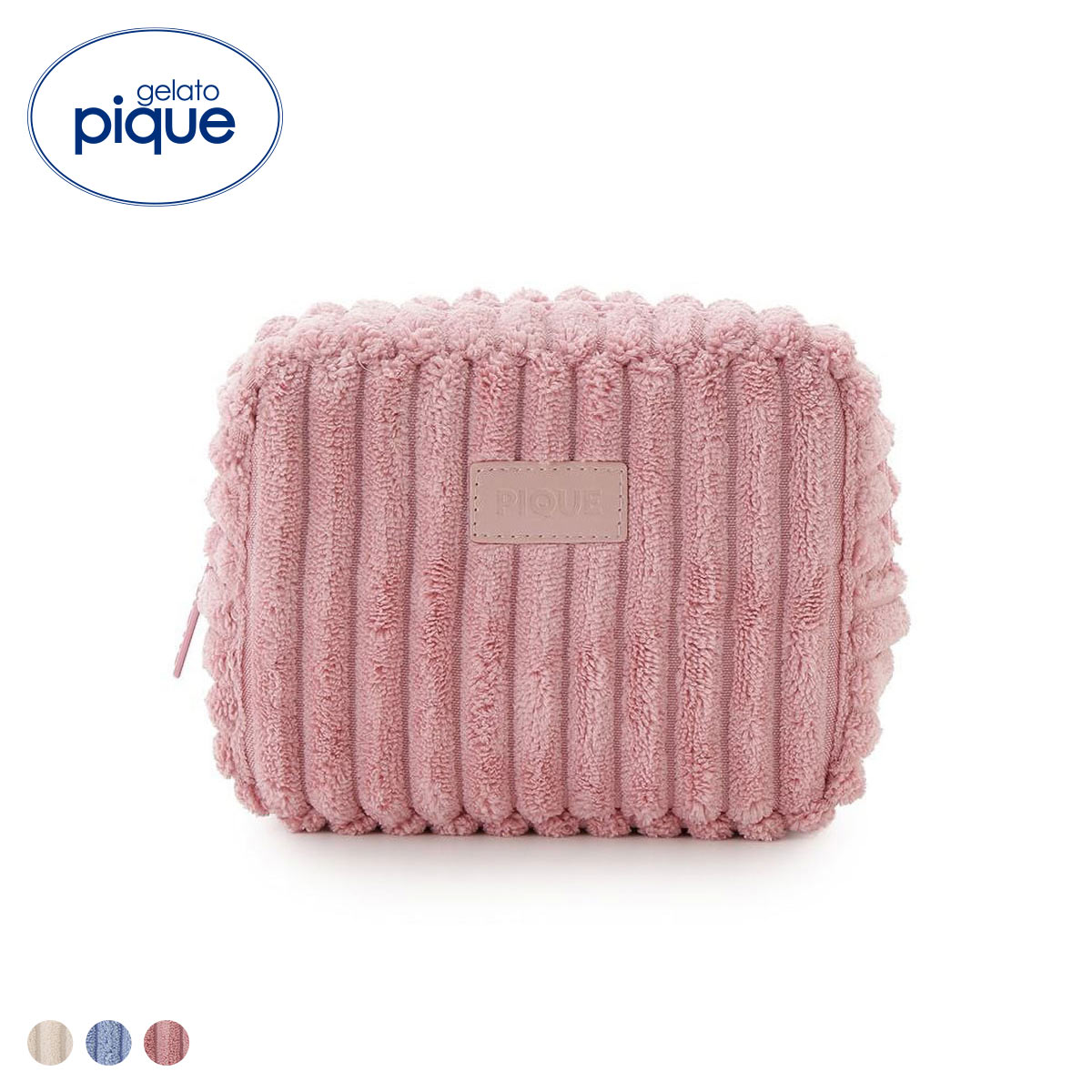 ジェラートピケ ワイドリブポーチ ジェラピケ gelato pique(PI-ピンク-Free)