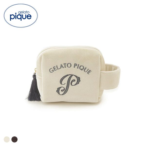 ジェラートピケ エンブレムモチーフベロアポーチ ジェラピケ gelato pique
